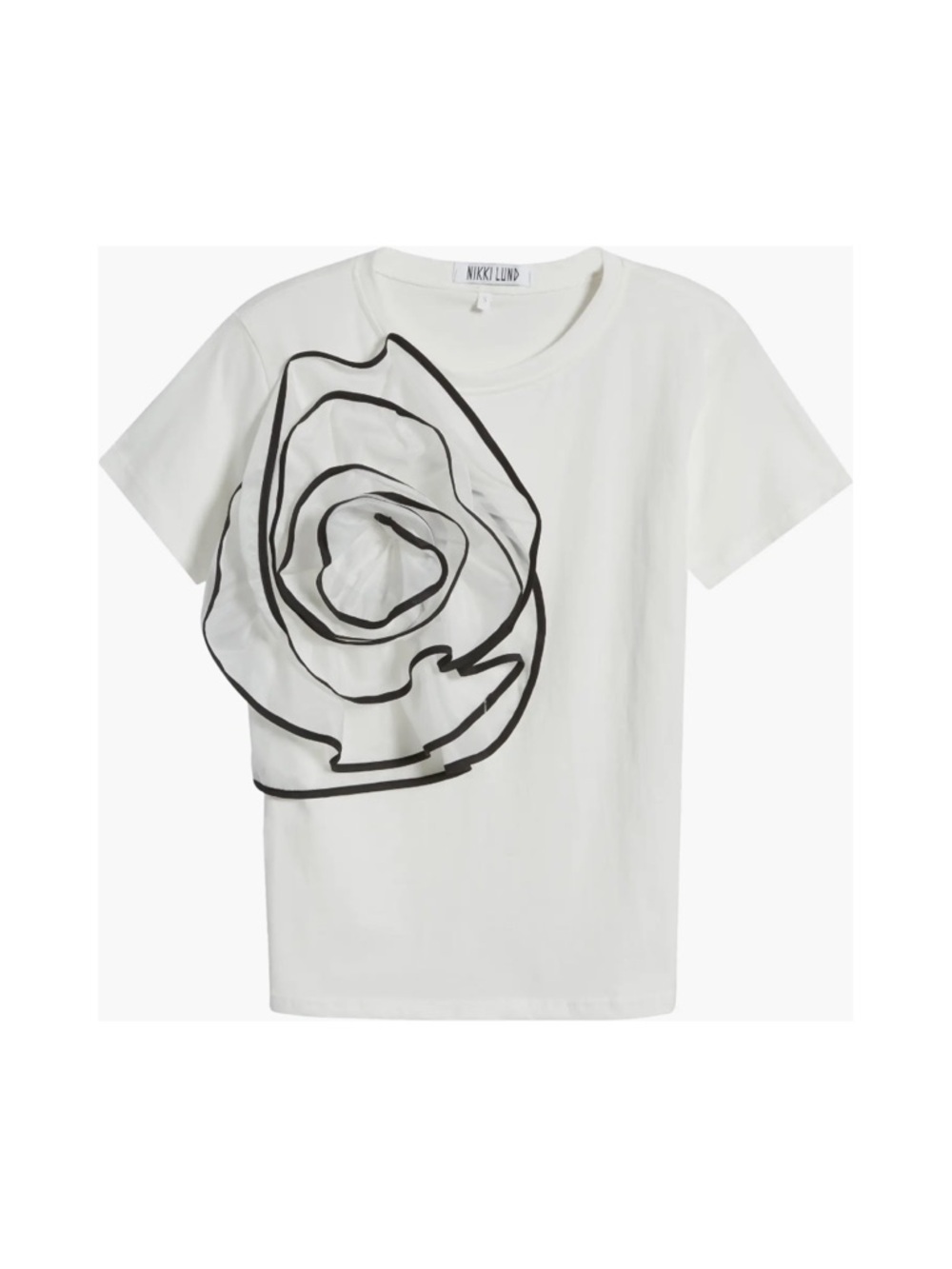 Nikki Lund White Floral Appliqué Tee